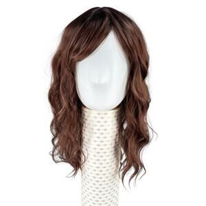 Chelsey Smith Crowns Synthetic Hair Wig Long Brown Wavy Side Swept Bangs NWT